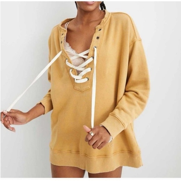 American Eagle Oversized Lace-Up Sweatshirt XL - Picture 1 of 4